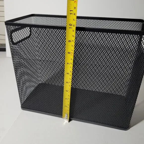 Black Metal Mesh Storage Basket with Handles - 10x12x6 - Picture 4 of 10